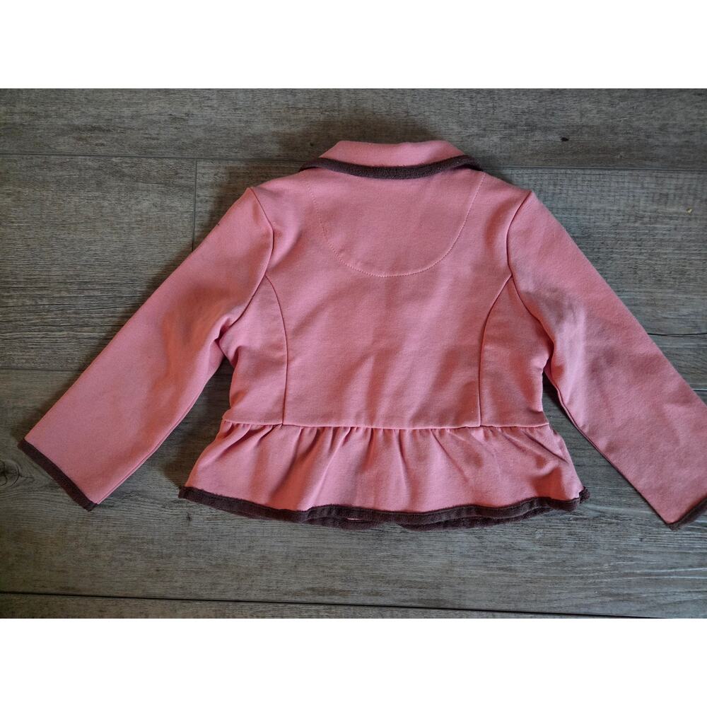 Janie and Jack Pink Peplum Blazer Jacket Gold Dog Crest 12-18 Months Equestrian - Picture 6 of 7